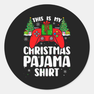 This Is My Christmas Pajamas Funny Video Game Game Classic Round Sticker