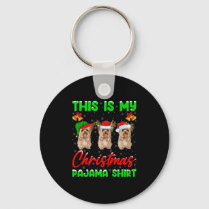 This Is My Christmas Pajamas Funny Yorkie Dog Chri Key Ring