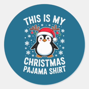 This Is My Christmas Penguin Pajama Classic Round Sticker