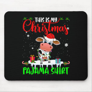 This Is My Christmas Pyjama Santa Xmas Lights Cow  Mouse Mat
