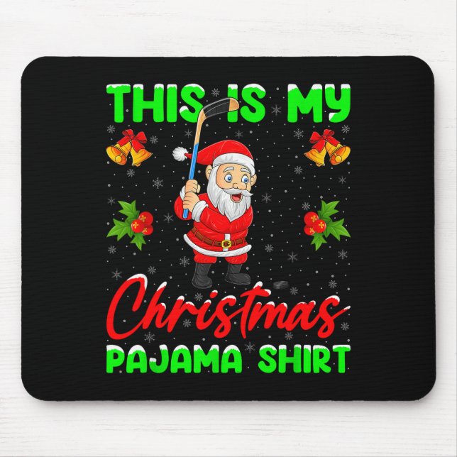 This Is My Christmas Pyjamas Funny Santa Playing I Mouse Mat (Front)