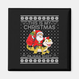 This Is My Christmas Pyjamas Santa Riding Lizard U Magnet