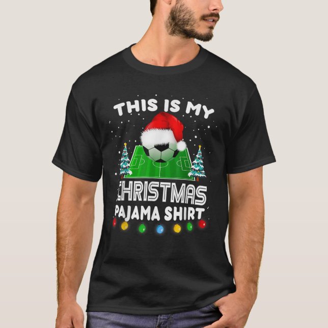 This is my Christmas Pyjamas soccer Santa boys men T-Shirt (Front)