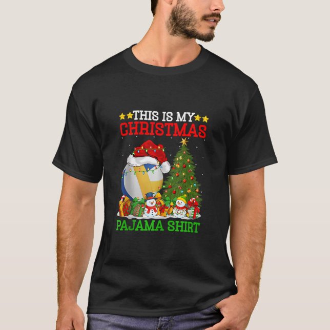 This Is My Christmas Pyjamas Volleyball Santa Chri T-Shirt (Front)