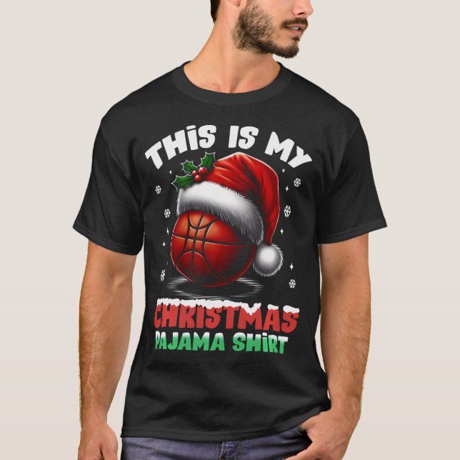 This Is My Christmas 	 Shirt Basketball Santa Hat  (Front)