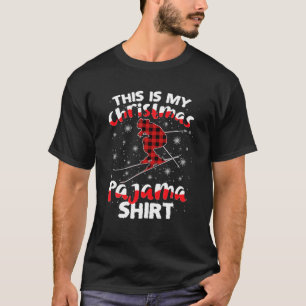 This Is My Christmas Skiing Pajama Plaid Skier Fun T-Shirt
