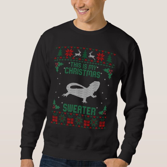 This Is My Christmas Sweater Bearded Dragon Ugly X (Front)