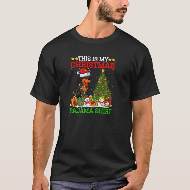 This Is My Christmas Tree Pyjamas Rottweiler Dog C T-Shirt (Front)