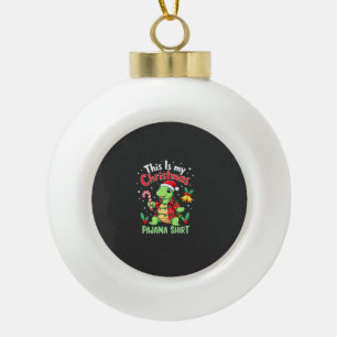 This Is My Christmas Turtle Pajama Shirt Buffalo P Ceramic Ball Christmas Ornament