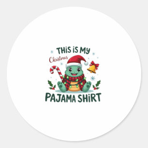This Is My Christmas Turtle Pajama Shirt Buffalo P Classic Round Sticker