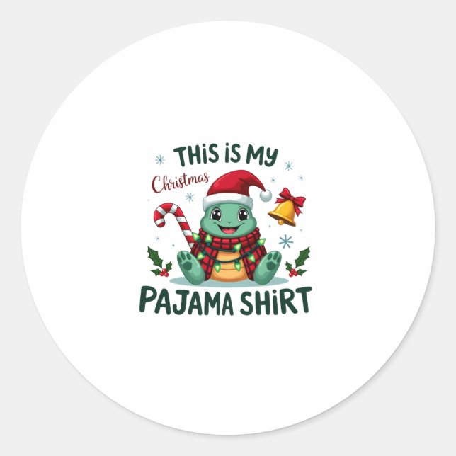 This Is My Christmas Turtle Pajama Shirt Buffalo P Classic Round Sticker (Front)