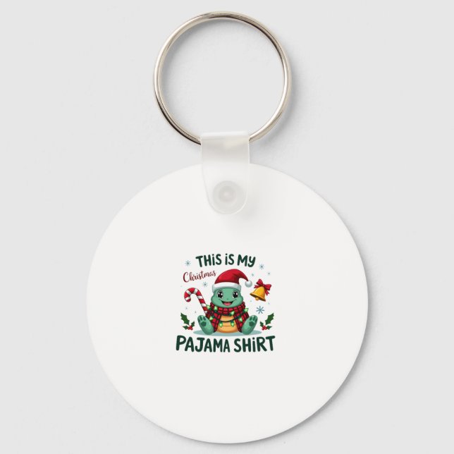 This Is My Christmas Turtle Pajama Shirt Buffalo P Key Ring (Front)
