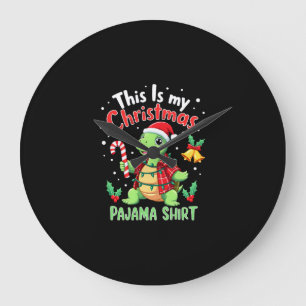 This Is My Christmas Turtle Pajama Shirt Buffalo P Large Clock
