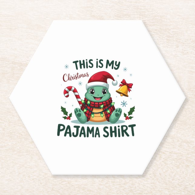 This Is My Christmas Turtle Pajama Shirt Buffalo P Paper Coaster (Front)