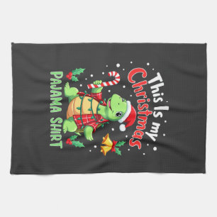 This Is My Christmas Turtle Pajama Shirt Buffalo P Tea Towel