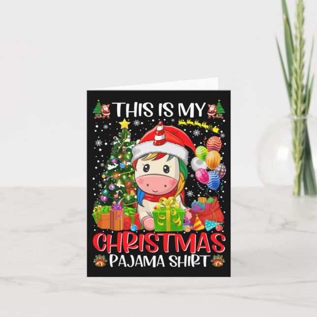 This Is My Christmas Unicorn Xmas Women Girls Fami Card (Front)