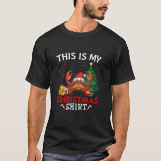 This is My Crab Santa Hat Christmas Pajama T-Shirt