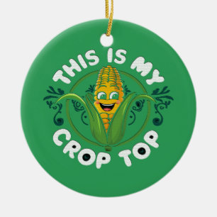 This Is My Crop Top Funny Farmer Farming Corn Love Ceramic Tree Decoration
