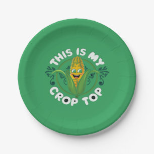 This Is My Crop Top Funny Farmer Farming Corn Love Paper Plate