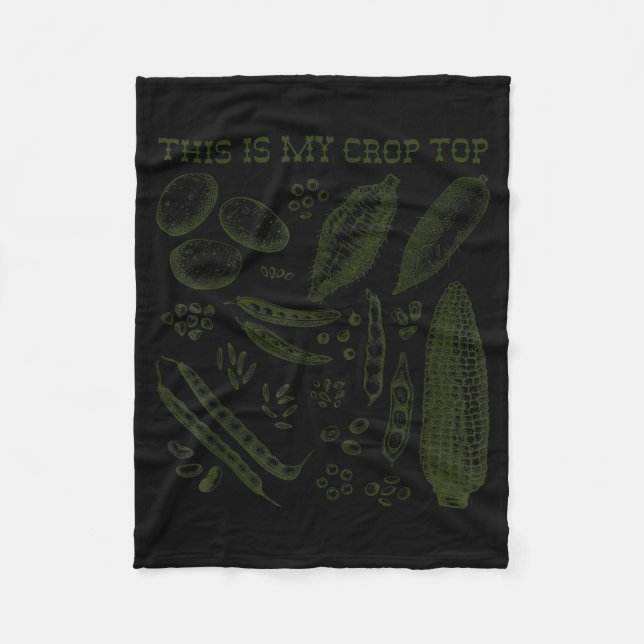This Is My Crop Top Funny Gardening Pun Vegetable  Fleece Blanket (Front)