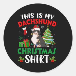 this is my dachshund christmas classic round sticker