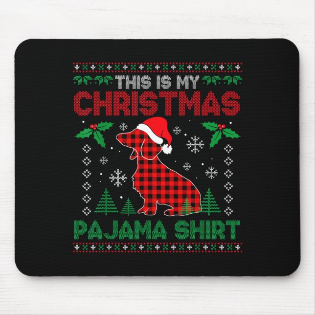 This Is My Dachshund Dog Red Plaid Christmas Ugly  Mouse Mat (Front)