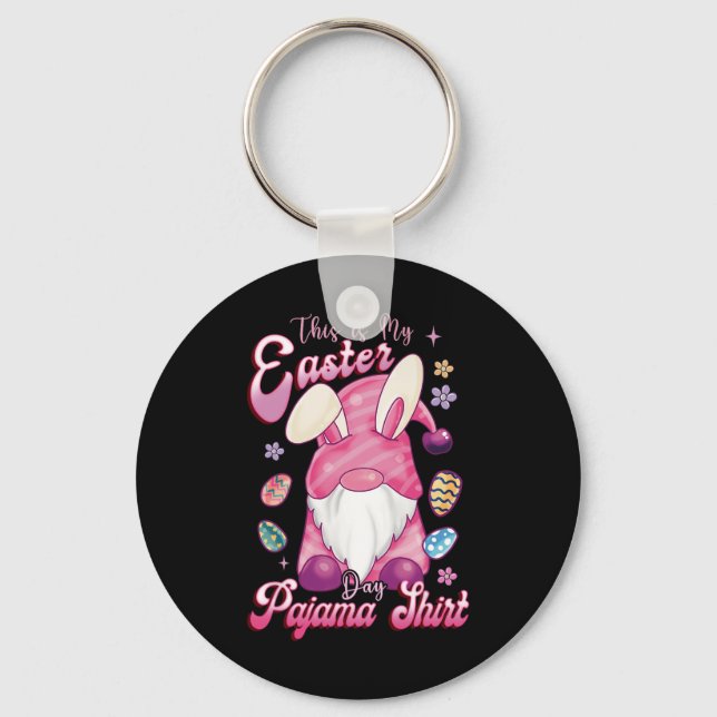This Is My Easter Pajama Easter Day Bunny Easter E Key Ring (Front)
