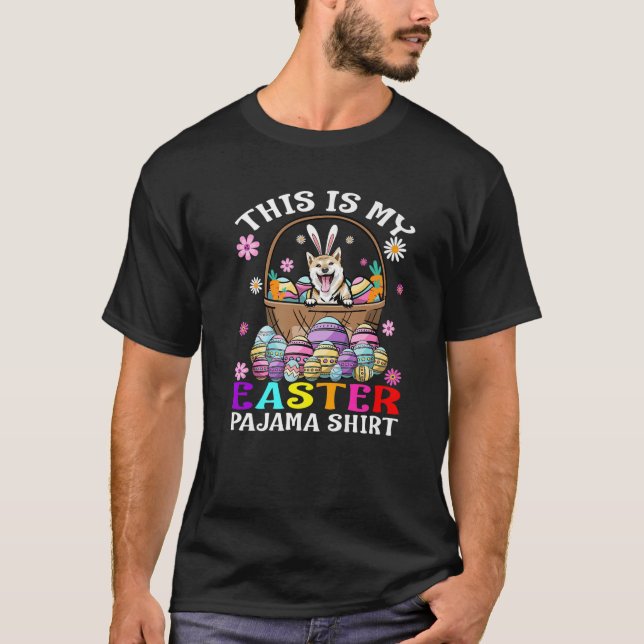 This Is My Easter Pajama Shiba Inu Bunny Eggs East T-Shirt (Front)