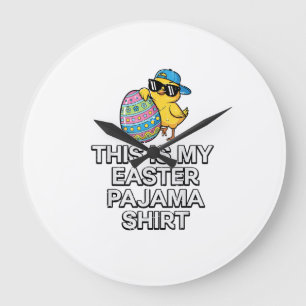 This is My Easter Pajama Shirt Chick Egg Boys Kids Large Clock