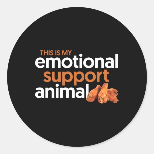 This Is My Emotional Support Animal Chicken Wings Classic Round Sticker (Front)
