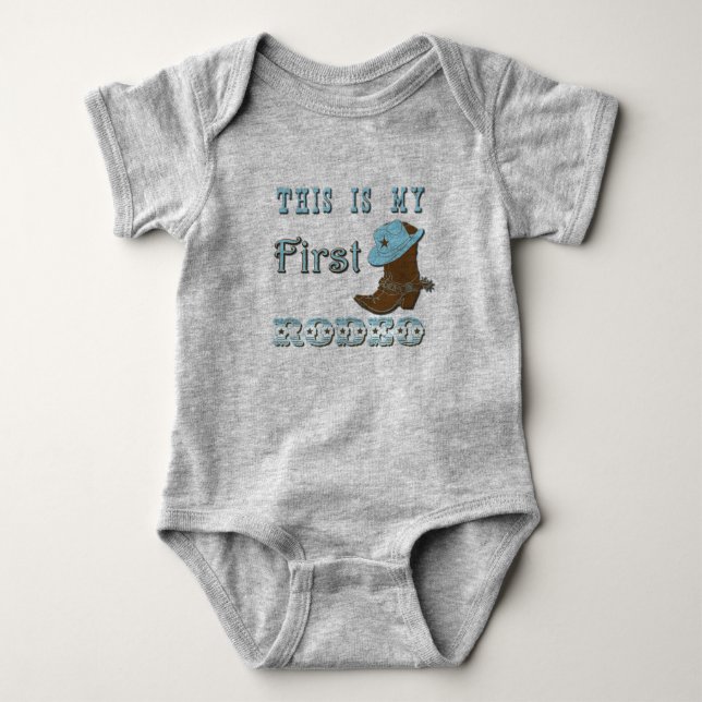 This is my first rodeo boy baby outfit bodysuit (Front)