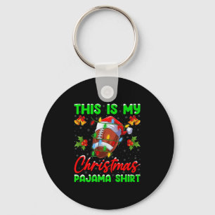 This Is My Football Christmas Pajamas Funny Footba Key Ring