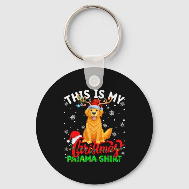 This Is My Golden Retriever Ugly Christmas Pajama  Key Ring (Front)