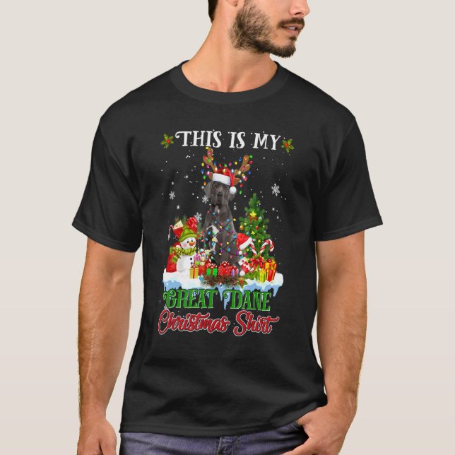 This Is My Great Dane Christmas  Funny Santa Xmas  T-Shirt (Front)