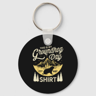 This Is My Groundhog Day Woodchuck Lovers Men Retr Key Ring