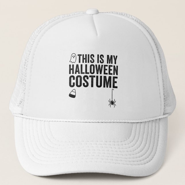 This Is My Halloween Costume Funny Ghost Spider Trucker Hat (Front)