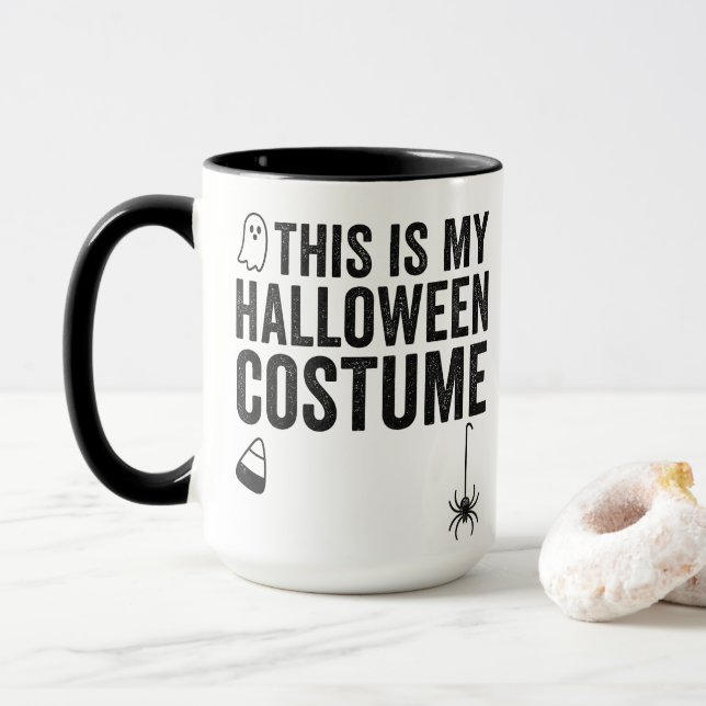 This Is My Halloween Costume Ghost Spider Design Mug (With Donut)