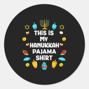 This Is My Hanukkah Pajama Shirt Chanukah Jewish M Classic Round Sticker