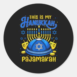 This Is My Hanukkah Pajamakah For Jewish Christmas Classic Round Sticker