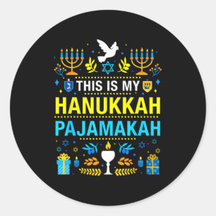This Is My Hanukkah Pajamakah For Jewish Christmas Classic Round Sticker