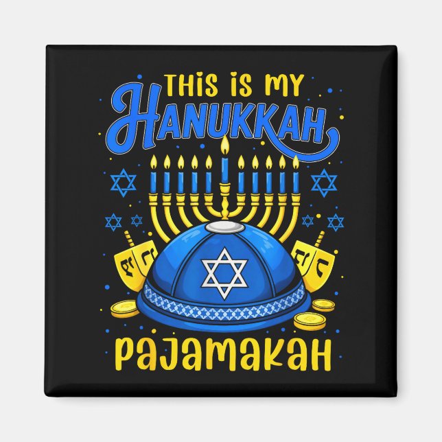 This Is My Hanukkah Pajamakah For Jewish Christmas Magnet (Front)