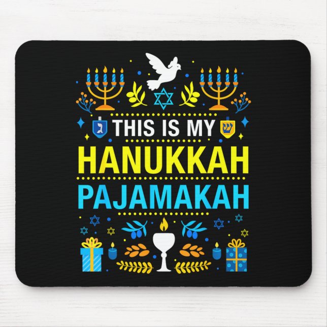 This Is My Hanukkah Pajamakah For Jewish Christmas Mouse Mat (Front)