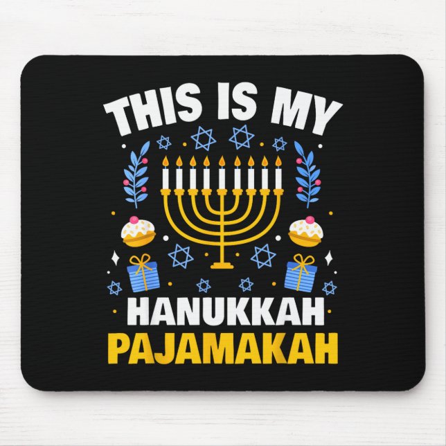 This Is My Hanukkah Pajamakah For Jewish Christmas Mouse Mat (Front)