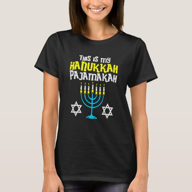 This Is My Hanukkah Pajamakah Menorah Chanukah Jew T-Shirt (Front)
