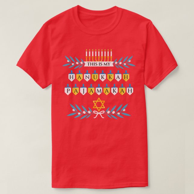 This is My Hanukkah Pajamakah Menorah Dreidel Funn T-Shirt (Design Front)