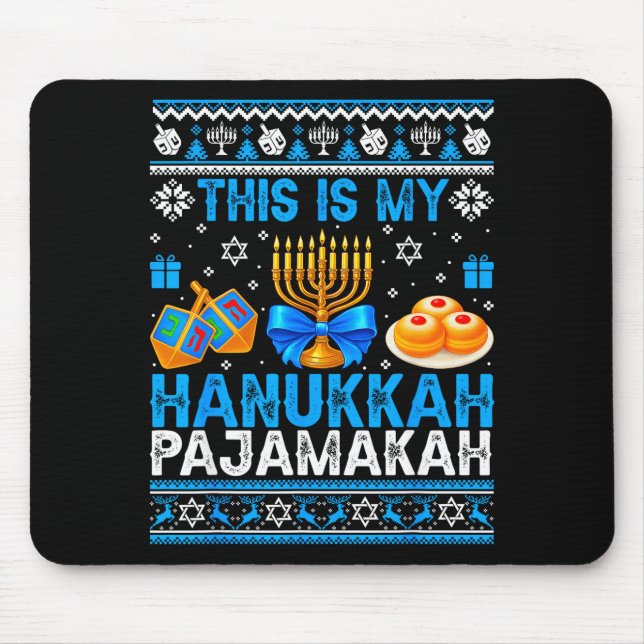 This Is My Hanukkah Pajamakah Ugly Chanukah Jewish Mouse Mat (Front)