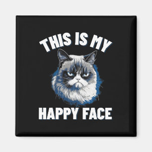 This Is My Happy Face - Funny Cat With Grumpy Face Magnet