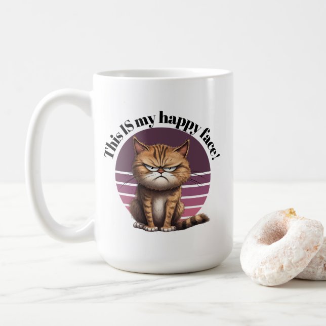 This IS My Happy Face! Grumpy Cat Coffee Mug (With Donut)