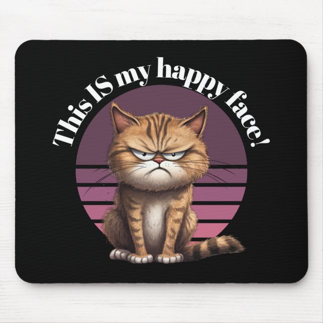 This IS My Happy Face! Grumpy Cat Dark Mouse Mat (Front)