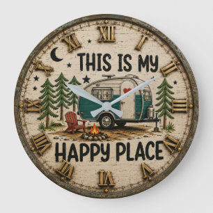 This Is My Happy Place Cabin & Camper Gift Large Clock